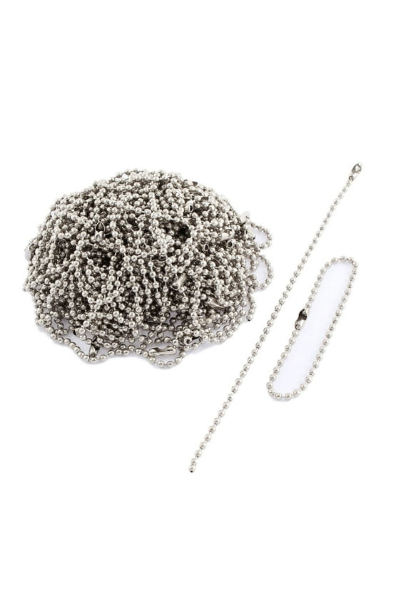 Ball Bead Chain 5.91'' Stainless Steel Silver Tone 100Pcs