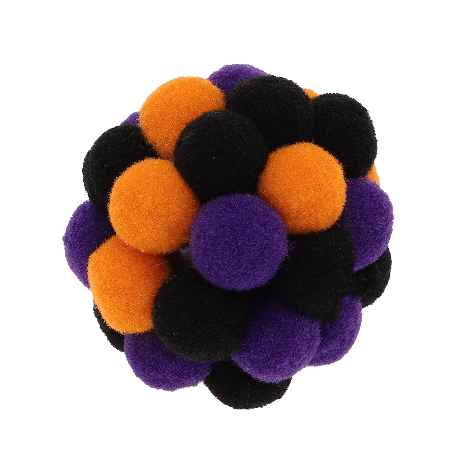 Unique Bargains Ball Shape Cat Teaser Toy with Bell Black and Orange 1 Piece