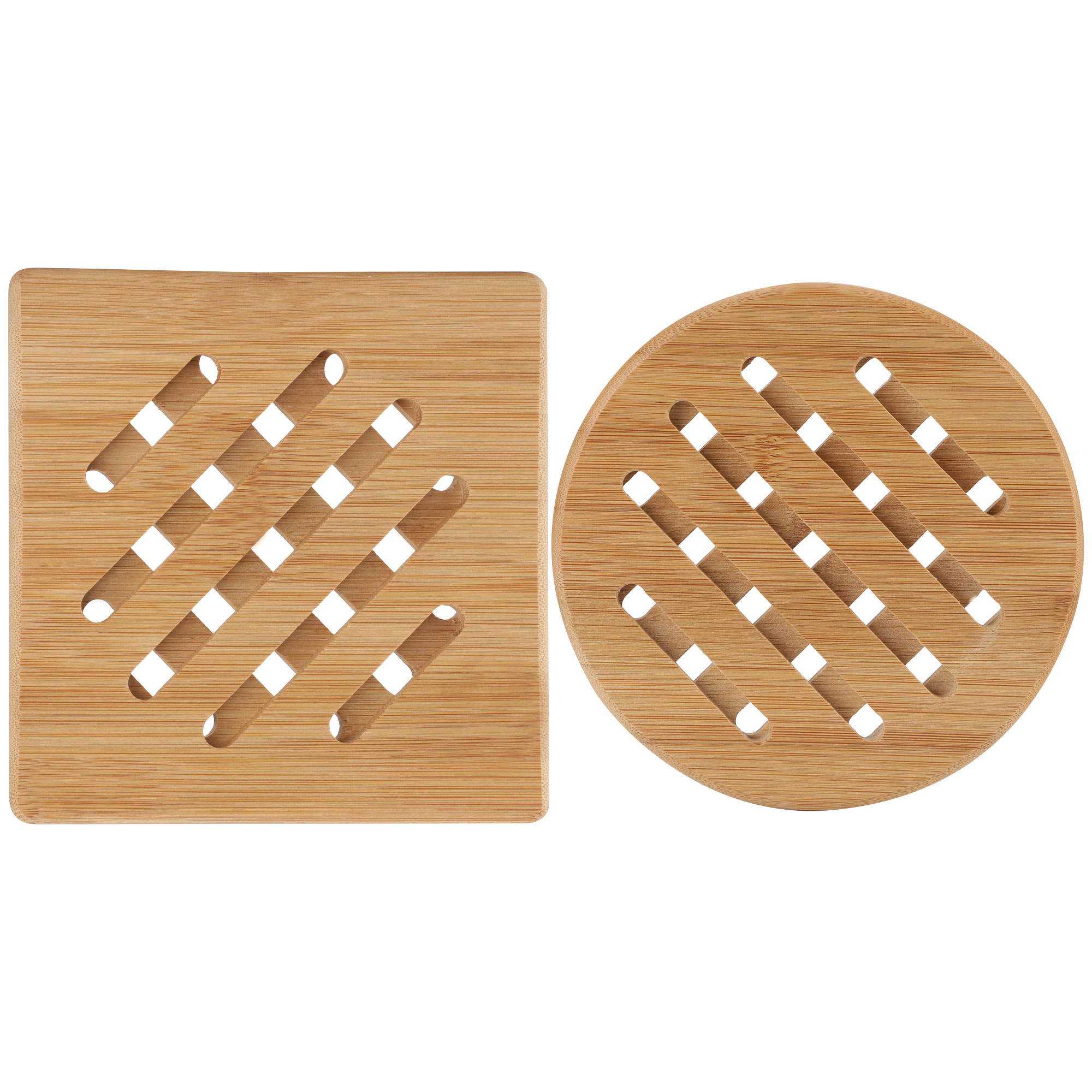 Unique Bargains Bamboo Heat Resistant Mat Antislip Round + Square