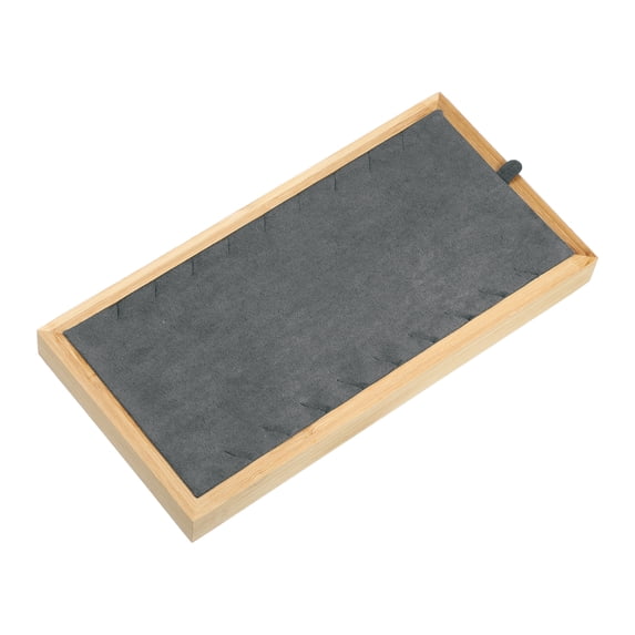 Unique Bargains Bamboo Wood Necklace Tray Stackable Storage Jewelry Tray Showcase Display Organizer for Necklaces Gray