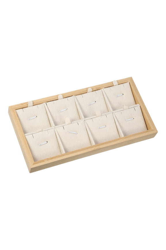 Bamboo Wood Pendant Tray Stackable Storage Jewelry Tray Showcase Display Organizer for Pendants Beige