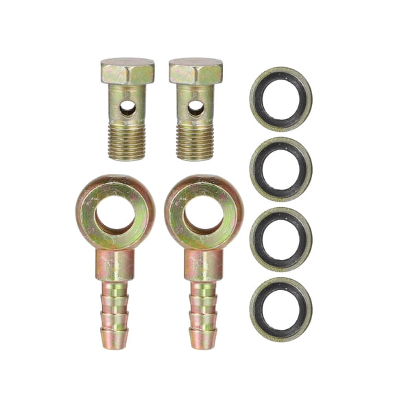 Unique Bargains Banjo Bolt M10x1 8mm Banjo Hose Barb Bolt Fittings Adapter with Washers for Motorcycle Car (Set of 2)