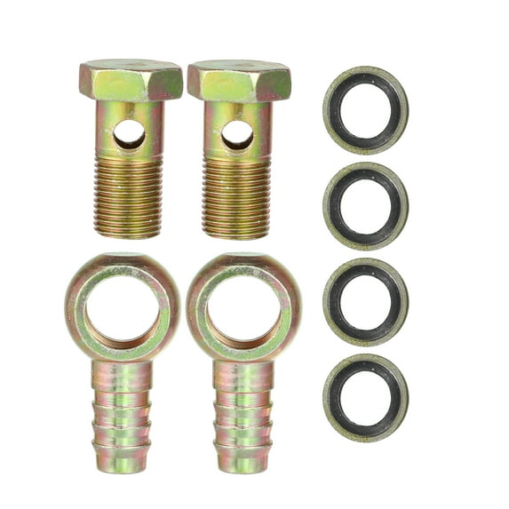 Unique Bargains Banjo Bolt M18x1.5 16mm Banjo Hose Barb Bolt Fittings Adapter with Washers for Motorcycle Car (Set of 2)