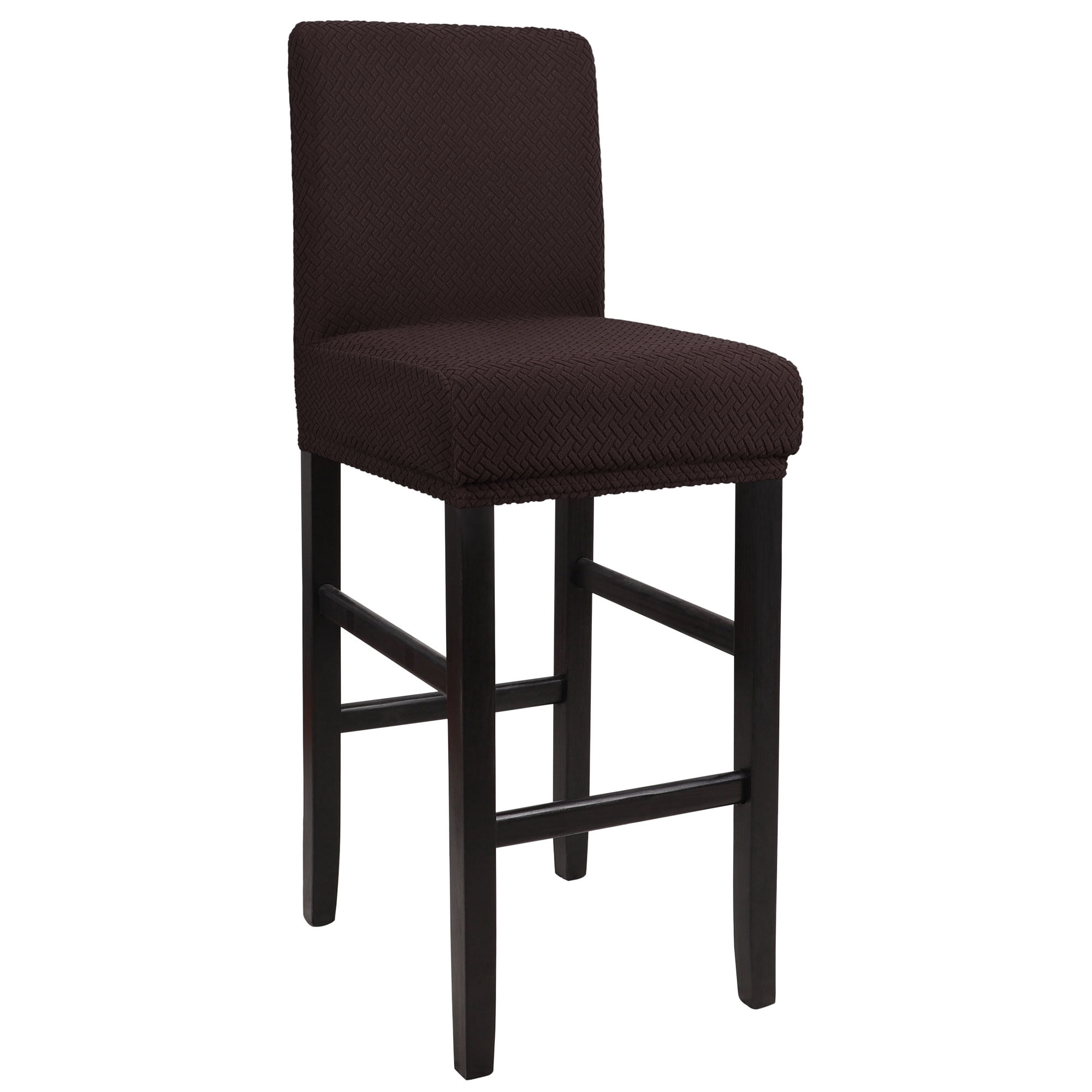 Unique Bargains Bar Stool Covers for Bar Counter Short Back Chair Slipcovers Dark Brown 1 Pc