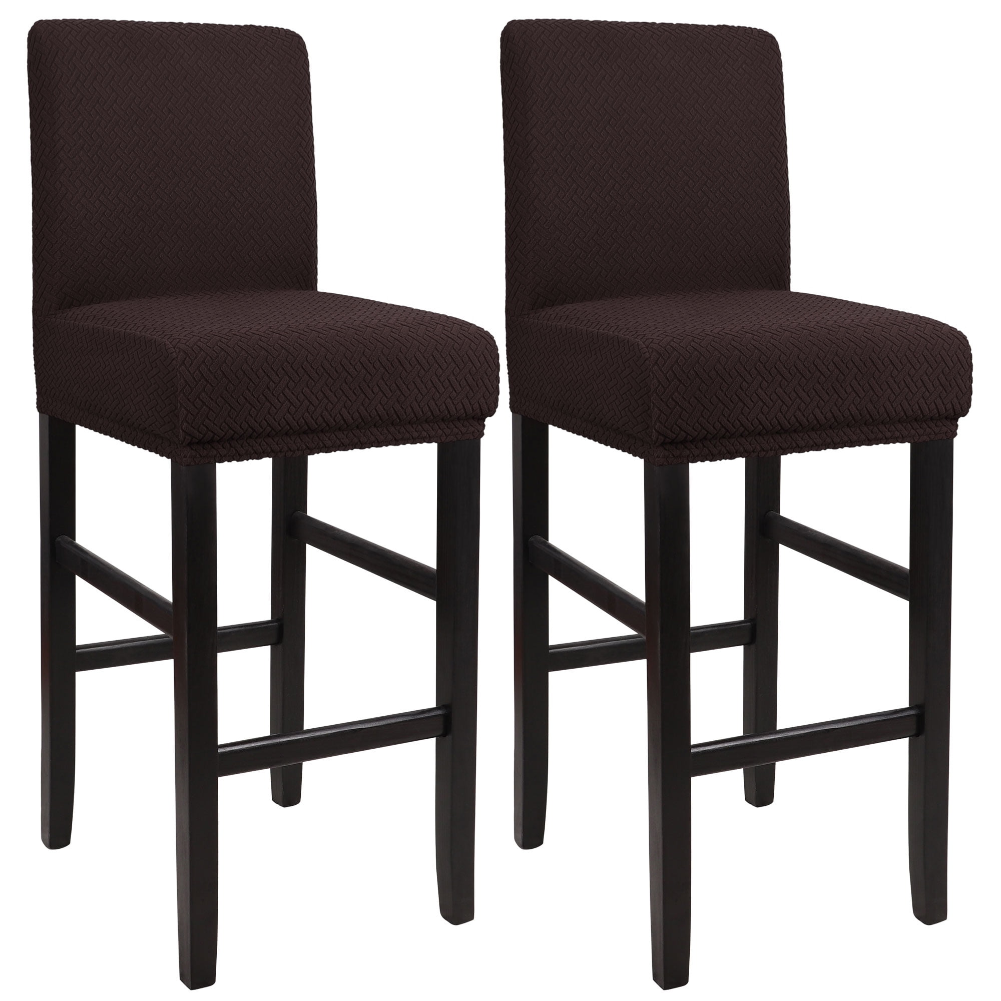 Unique Bargains Bar Stool Cover for Bar Counter Short Back Chair Dark