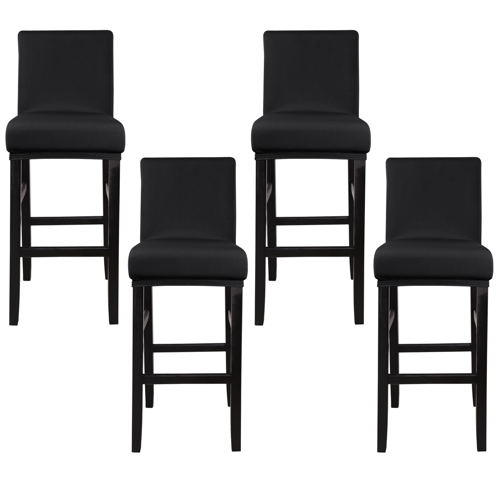Unique Bargains Bar Stool Covers Counter Height Side Chair Slipcover Black 4 Pcs