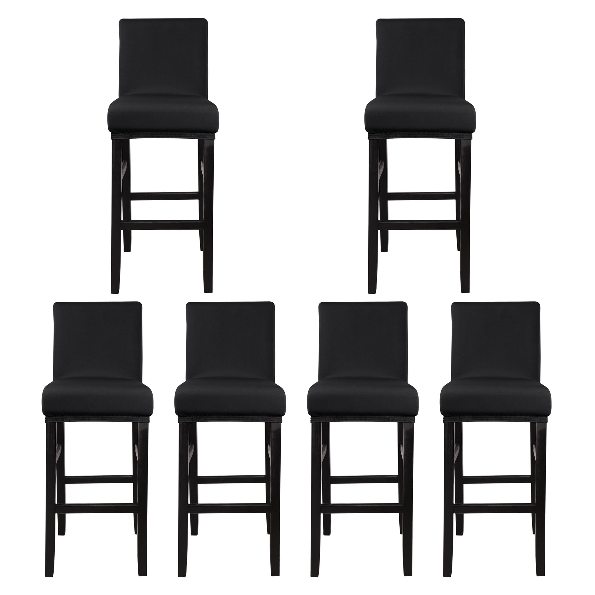 Unique Bargains Bar Stool Covers Counter Height Side Chair Slipcover Black 6