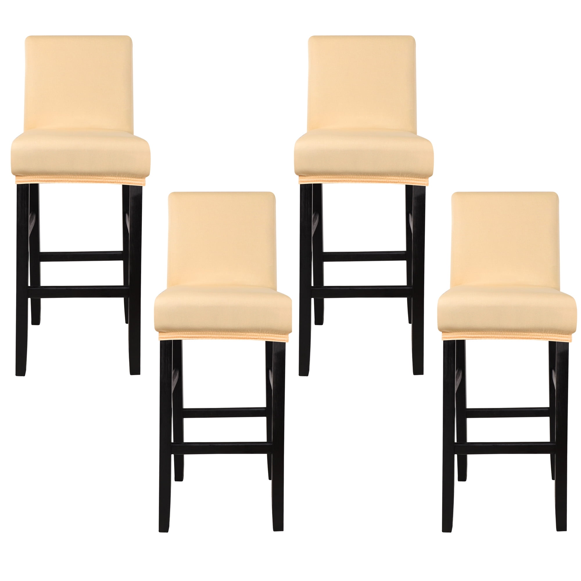 Unique Bargains Bar Stool Covers Counter Height Side Chair Slipcover Champagne 4 Pcs