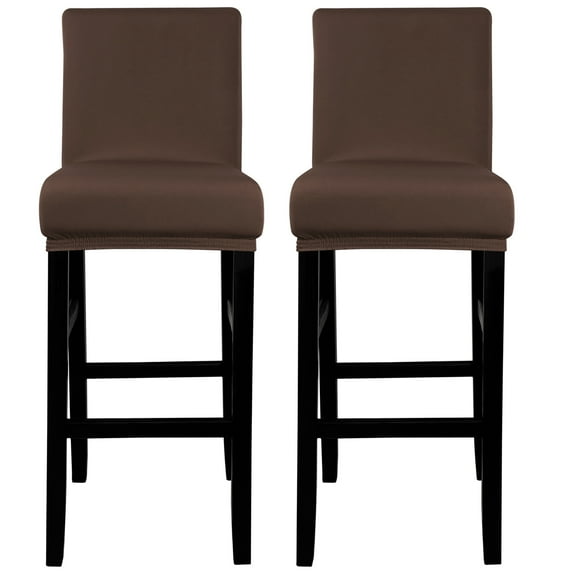Unique Bargains Bar Stool Covers Counter Height Side Chair Slipcover Dark Brown 2 Pcs