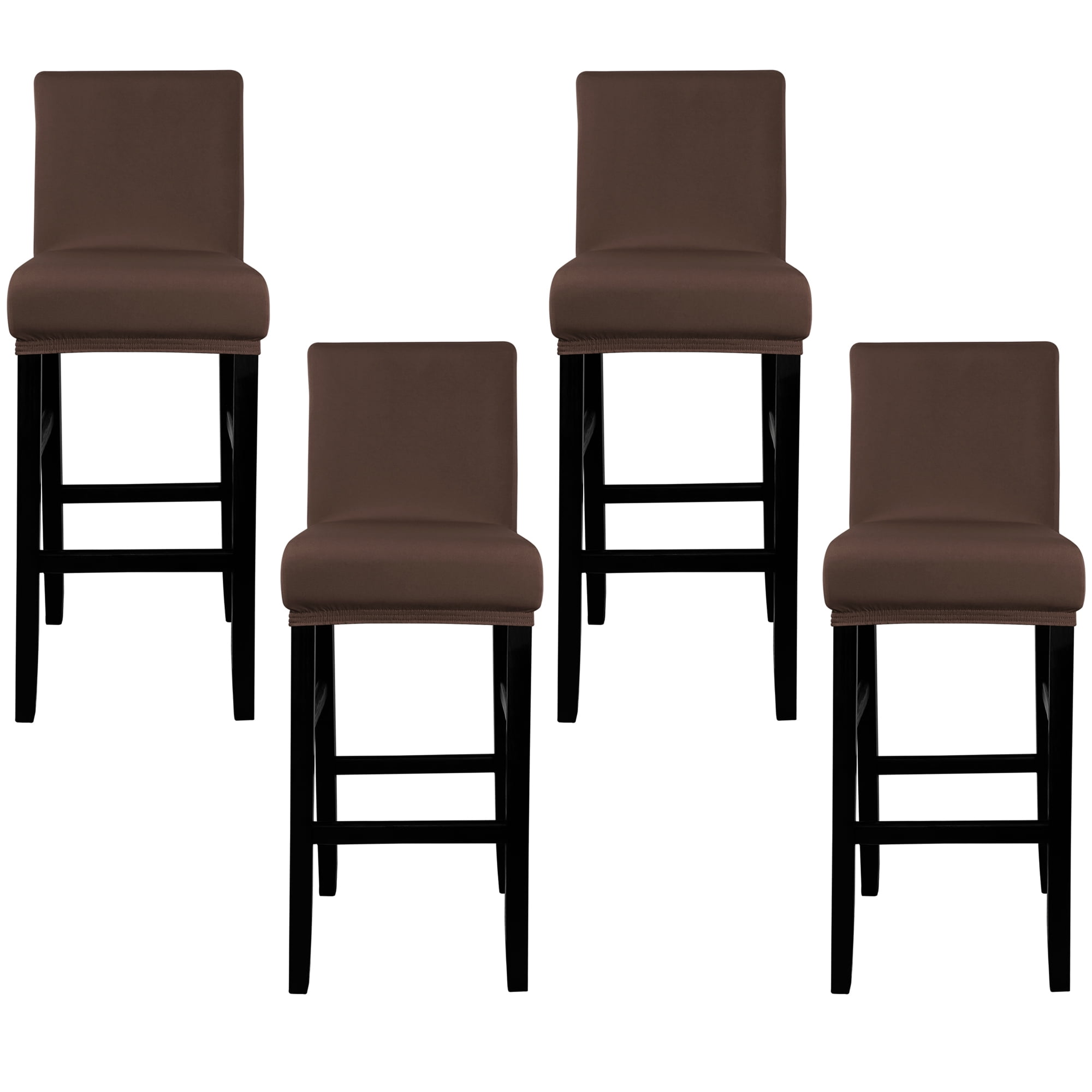 Unique Bargains Bar Stool Covers Counter Height Side Chair Slipcover Dark Brown 4 Pcs