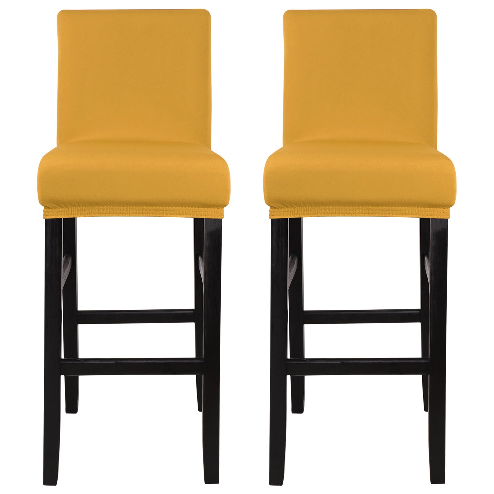 Unique Bargains Bar Stool Covers Counter Height Side Chair Slipcover Gold 2 Pcs