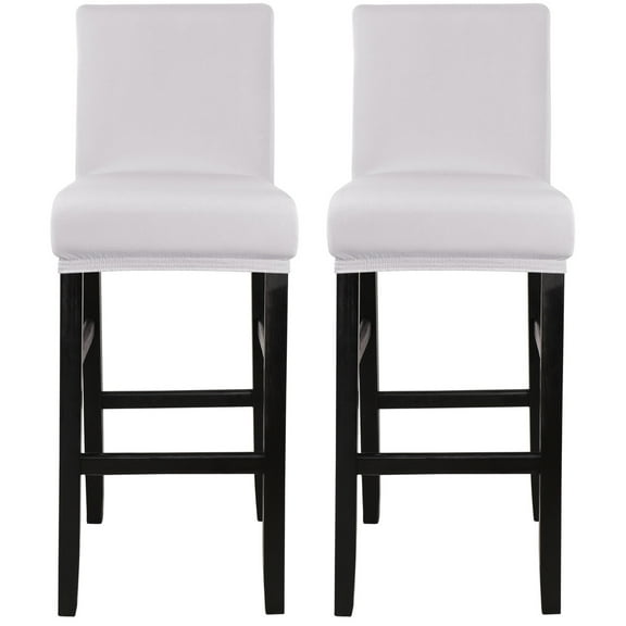 Unique Bargains Bar Stool Covers Counter Height Side Chair Slipcover Silver Grey 2 Pcs