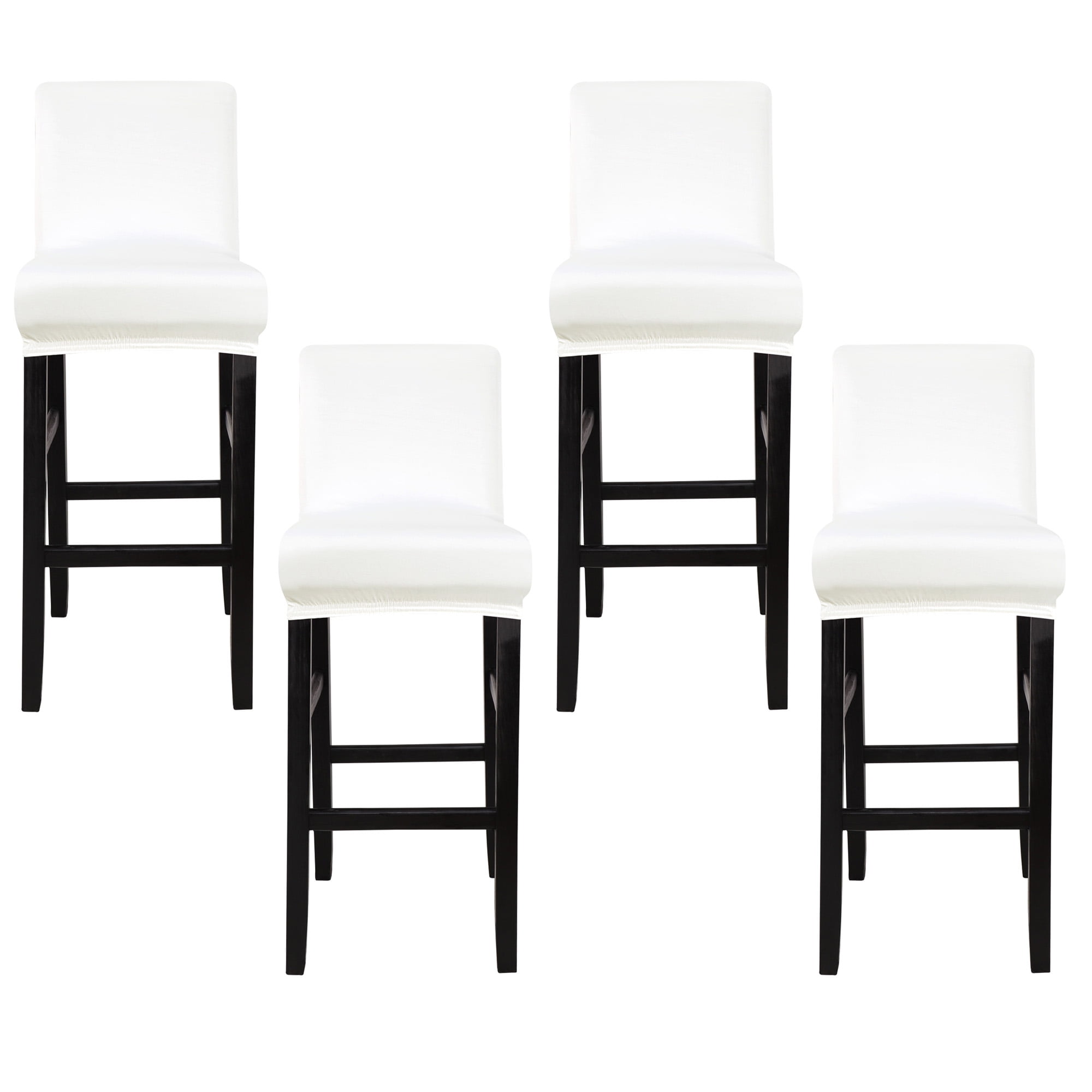 Unique Bargains Bar Stool Covers Counter Height Side Chair Slipcover Snow White 4 Pcs