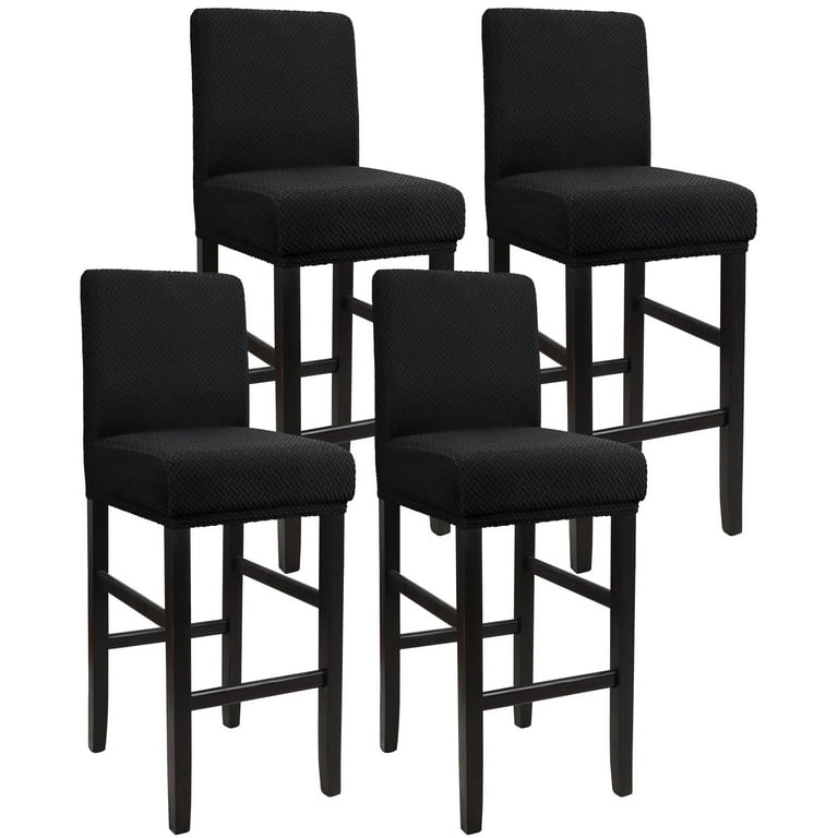Unique Bargains Bar Stool Covers for Bar Counter Short Back Chair Slipcovers Black 4 Pcs Walmart