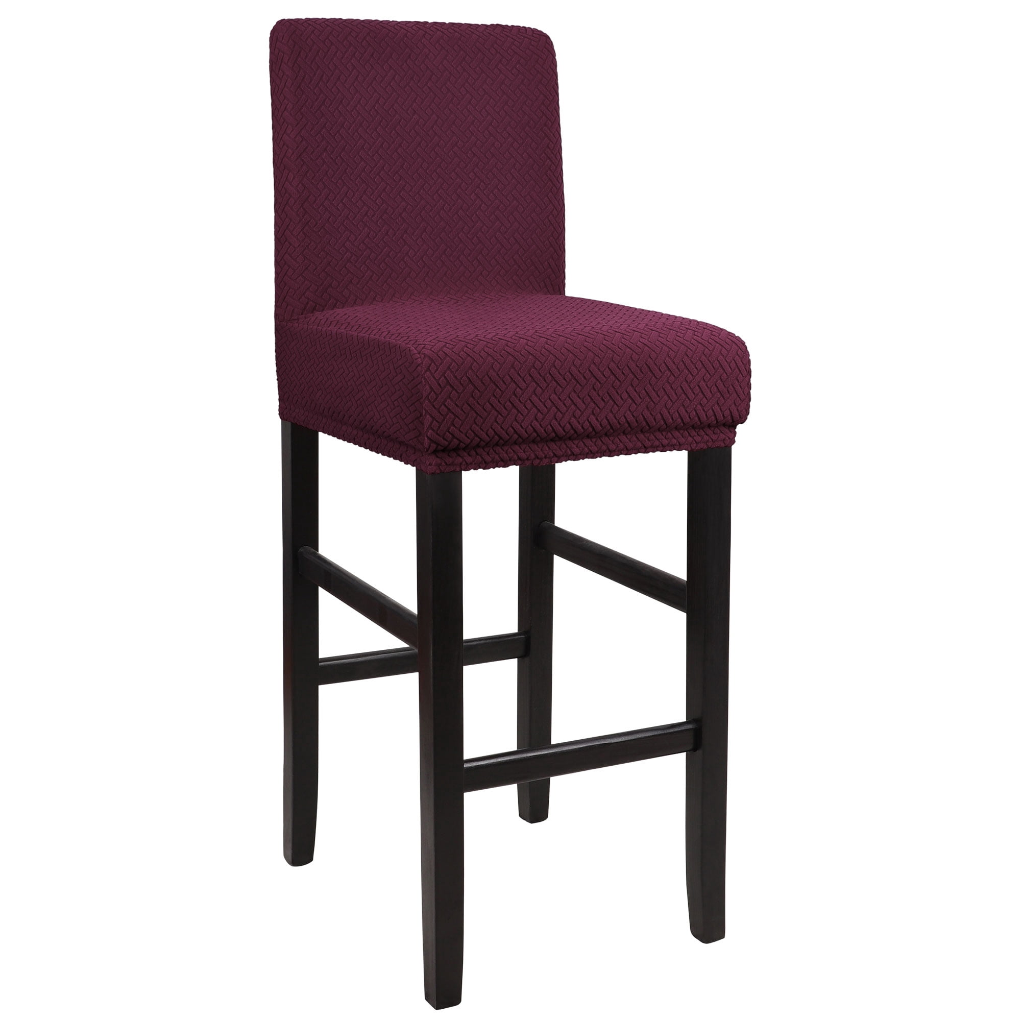 Unique Bargains Bar Stool Covers for Bar Counter Short Back Chair Slipcovers Burgundy 1 Pc