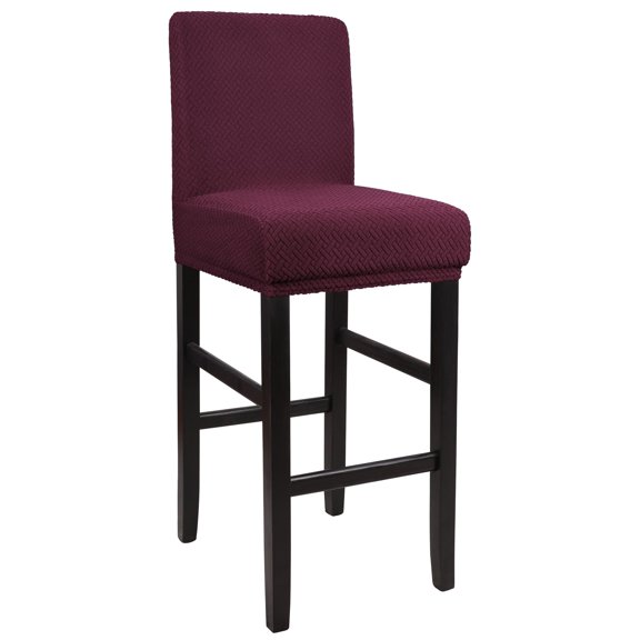 Unique Bargains Bar Stool Covers for Bar Counter Short Back Chair Slipcovers Burgundy 1 Pc