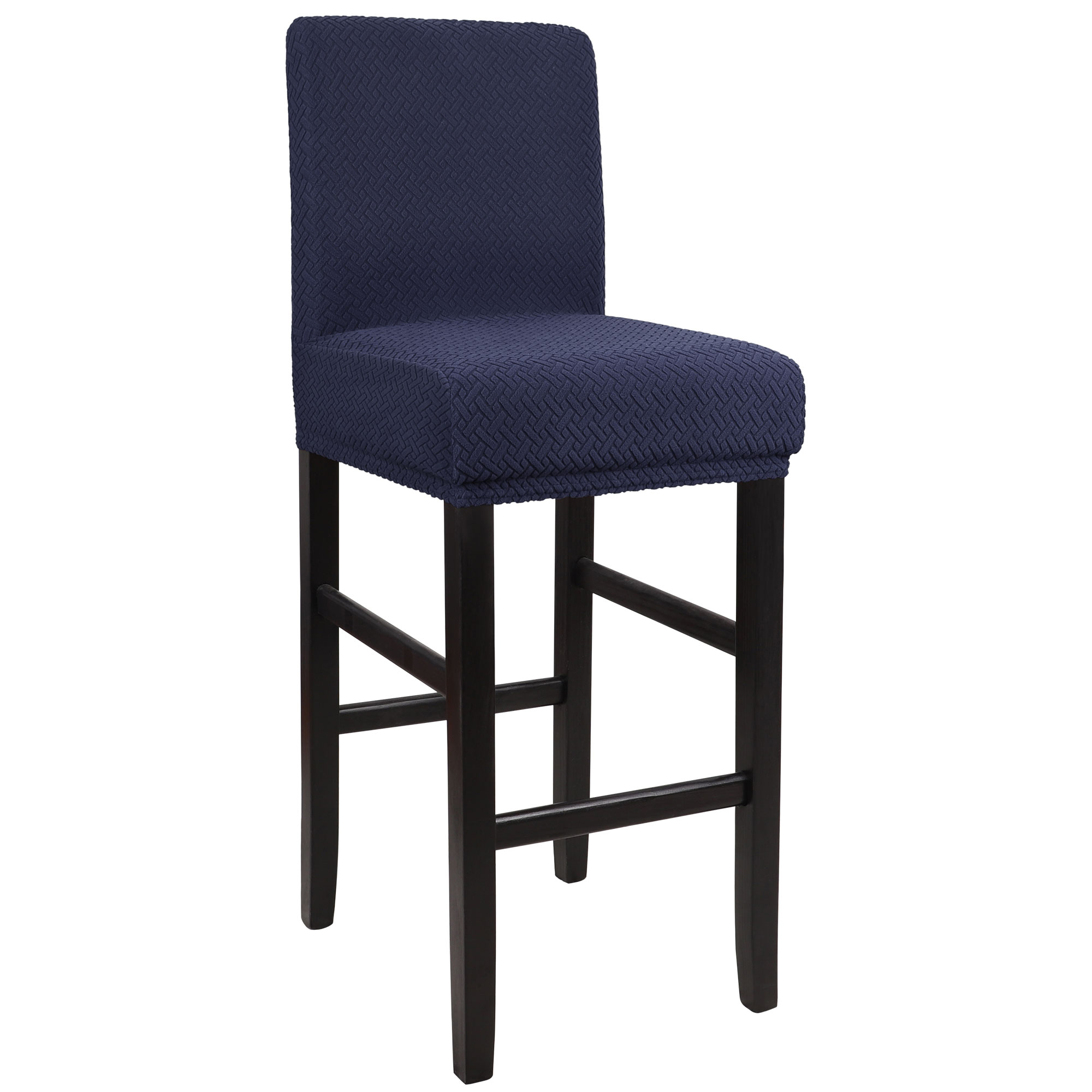 Unique Bargains Bar Stool Covers for Bar Counter Short Back Chair Slipcovers Dark Blue 1 Pc