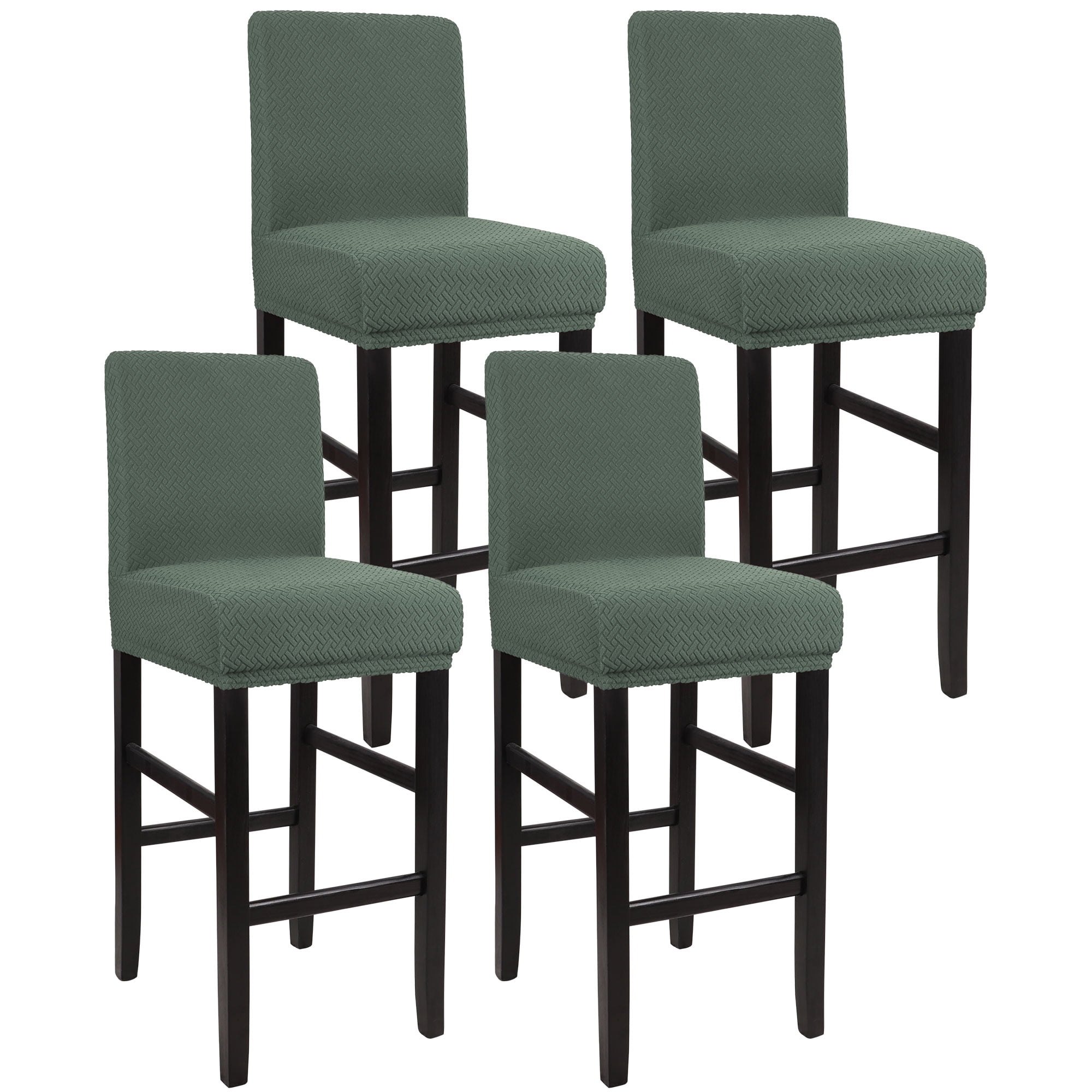 Unique Bargains Bar Stool Covers for Bar Counter Short Back Chair Slipcovers Dark Cyan 4 Pcs