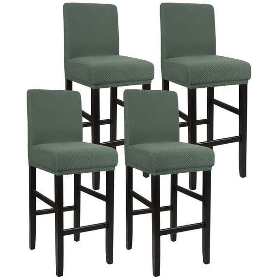 Unique Bargains Bar Stool Covers for Bar Counter Short Back Chair Slipcovers Dark Cyan 4 Pcs