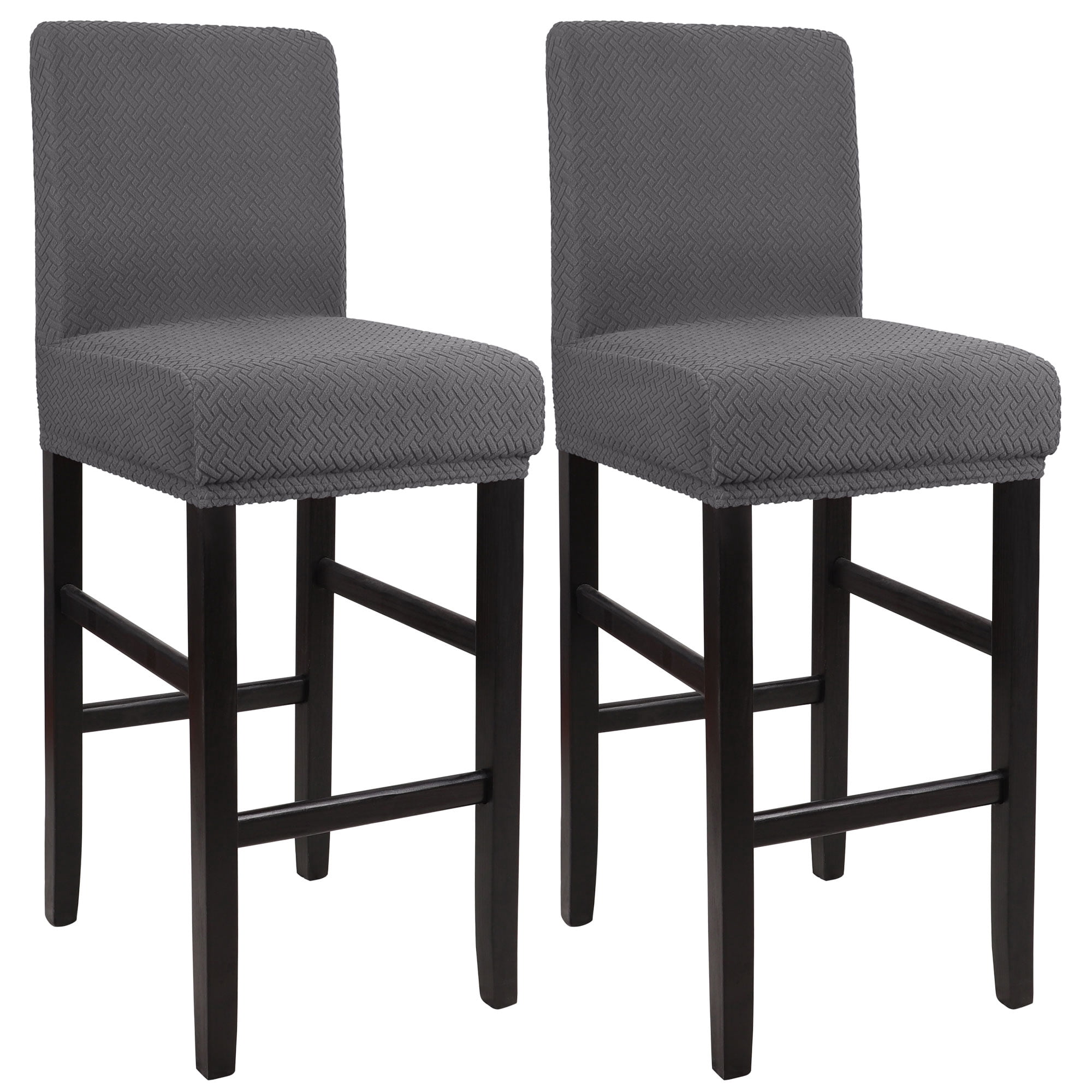 Unique Bargains Bar Stool Covers for Bar Counter Short Back Chair Slipcovers Grey 2 Pcs