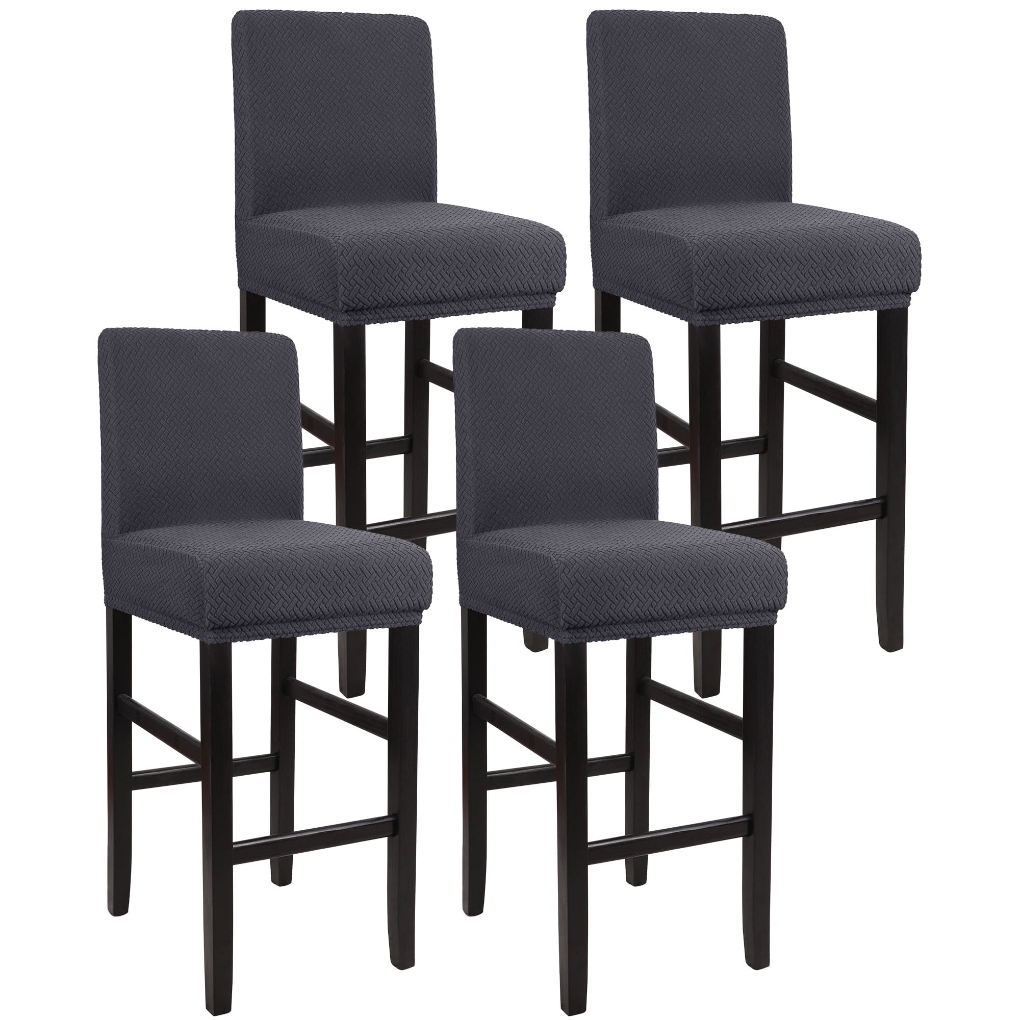 Unique Bargains Bar Stool Covers for Bar Counter Short Back Chair Slipcovers Slategray 4 Pcs
