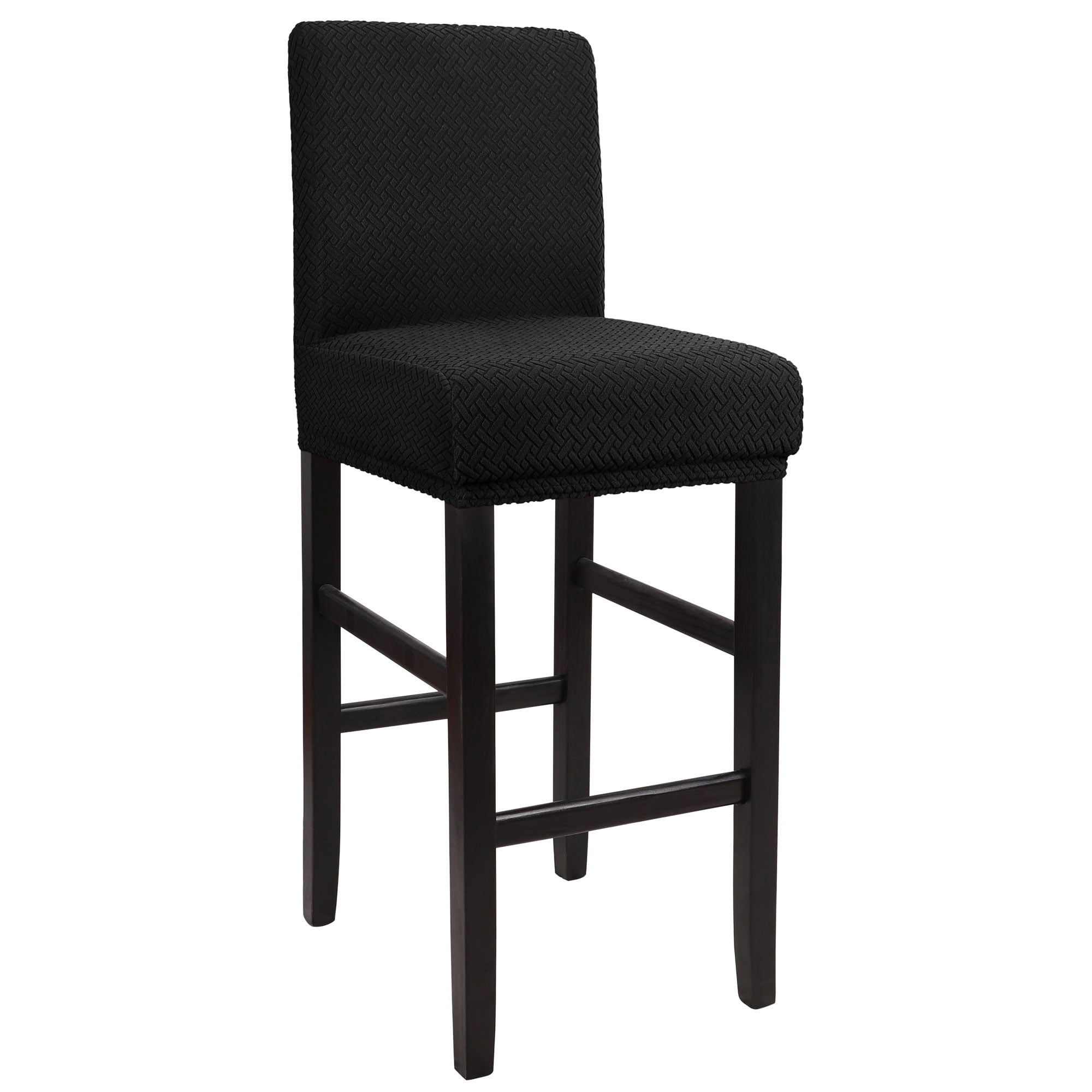 Unique Bargains Bar Stool Covers for Bar Counter Short Back Chair Slipcovers Black 1 Pc