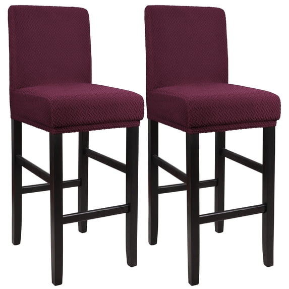 Unique Bargains Bar Stool Covers for Bar Counter Short Back Chair Slipcovers Burgundy 2 Pcs