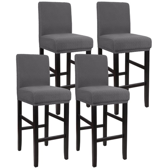 Unique Bargains Bar Stool Covers for Bar Counter Short Back Chair Slipcovers Grey 4 Pcs