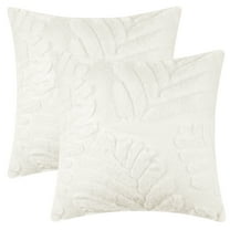 Unique Bargains Basho Leaf Pattern Cushion Covers Solid Fluffy Plush Pillow Covers 2 Pcs White 18" x 18"