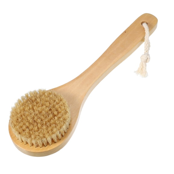 Unique Bargains Bath Brush Back Scrubber Wood for Shower with Handle Brown 9.8 Inches