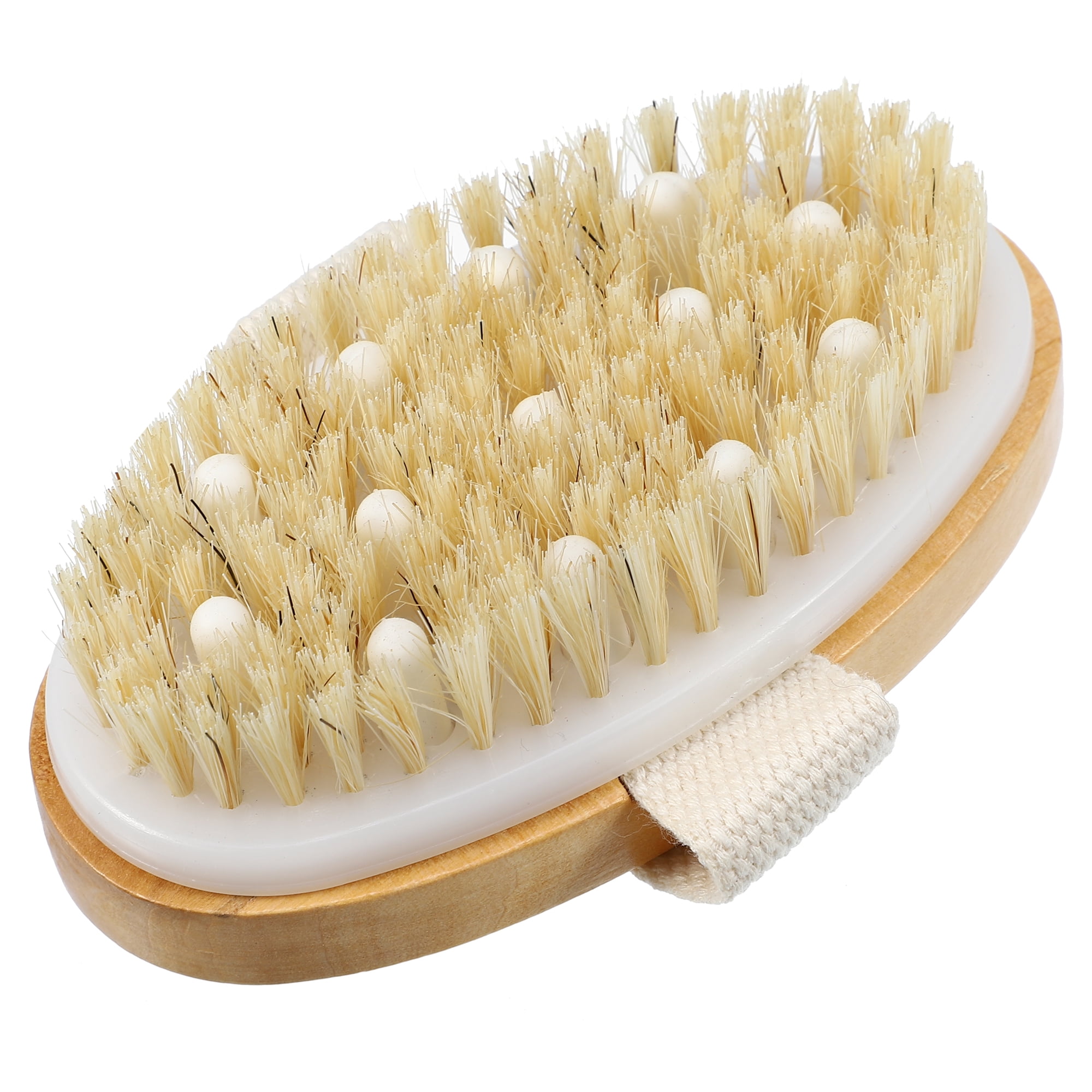 Unique Bargains 1 Pcs Wood Bath Brush Back Scrubber for Shower for Wet or Dry Brushing 4.9 Inches Brown