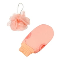 Unique Bargains Bath Brush Set Body Scrubber Kit for Bathroom and Shower Use Pink