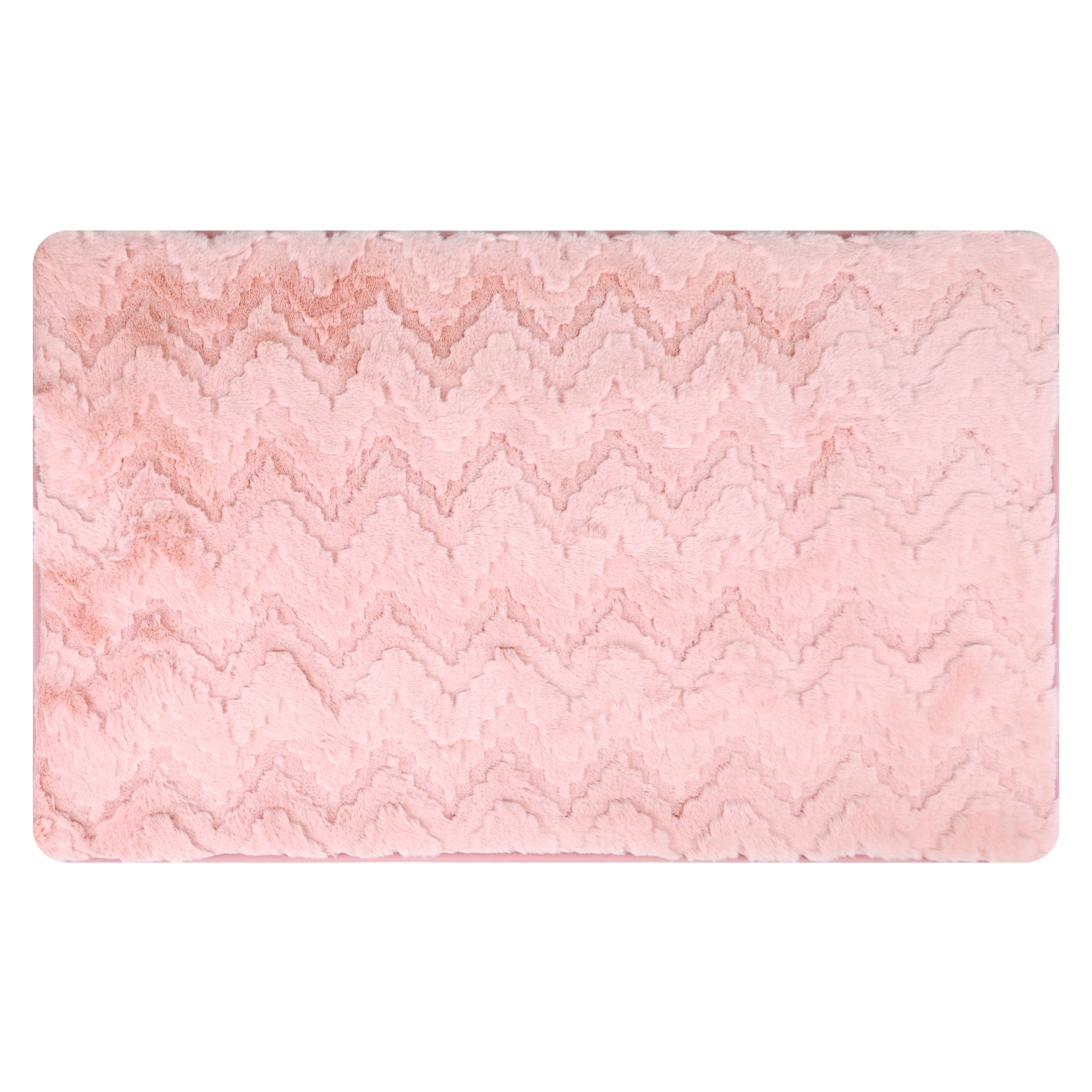 Unique Bargains Bath Mat Absorbent Non-Slip Backing Quick Dry Bath Rugs Pink 20" x 32"