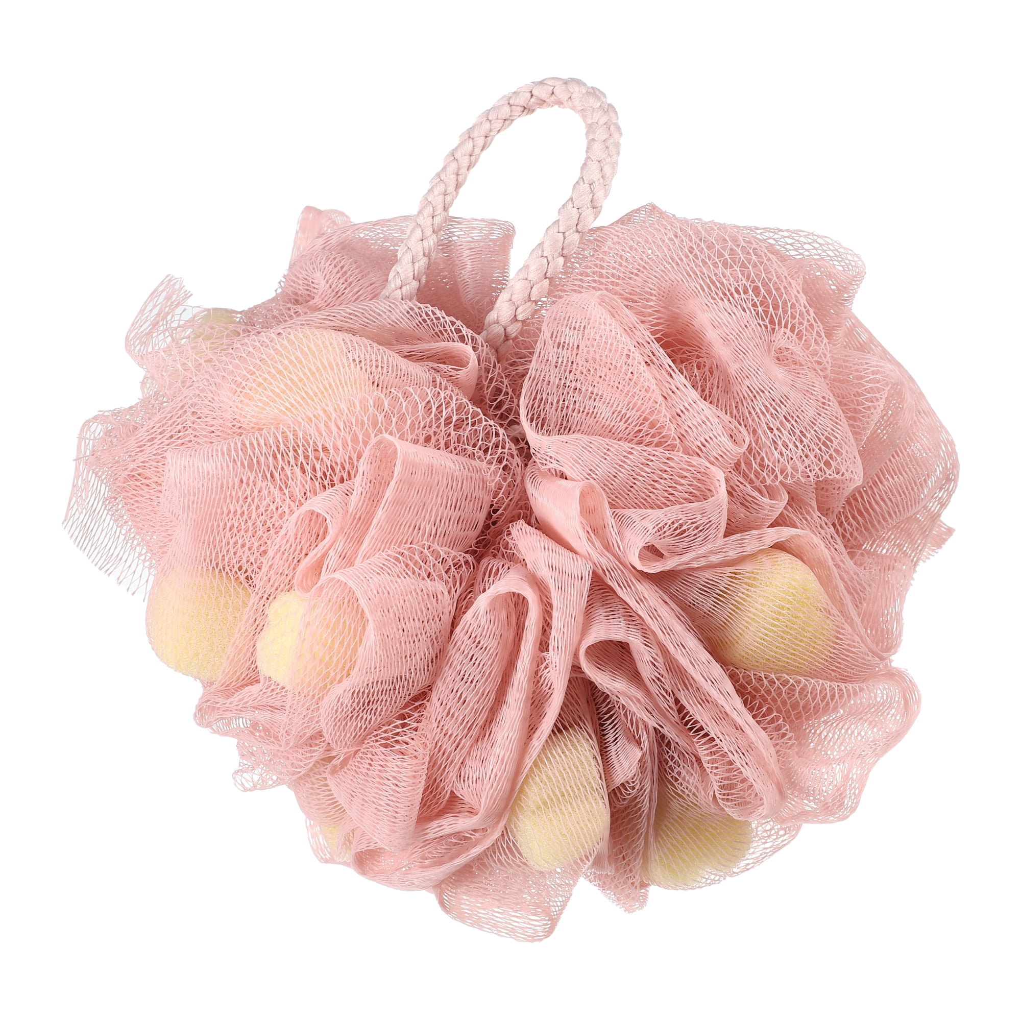 Unique Bargains Bath Shower Loofah Sponge Body Puffs 5.91"x4.72" Pink
