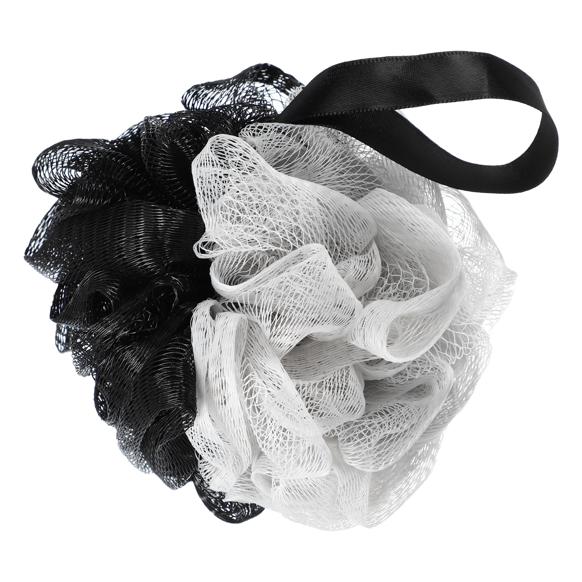 Unique Bargains Bath Shower Loofah Sponge Body Puffs 5.31"x4.33" Gray, Black