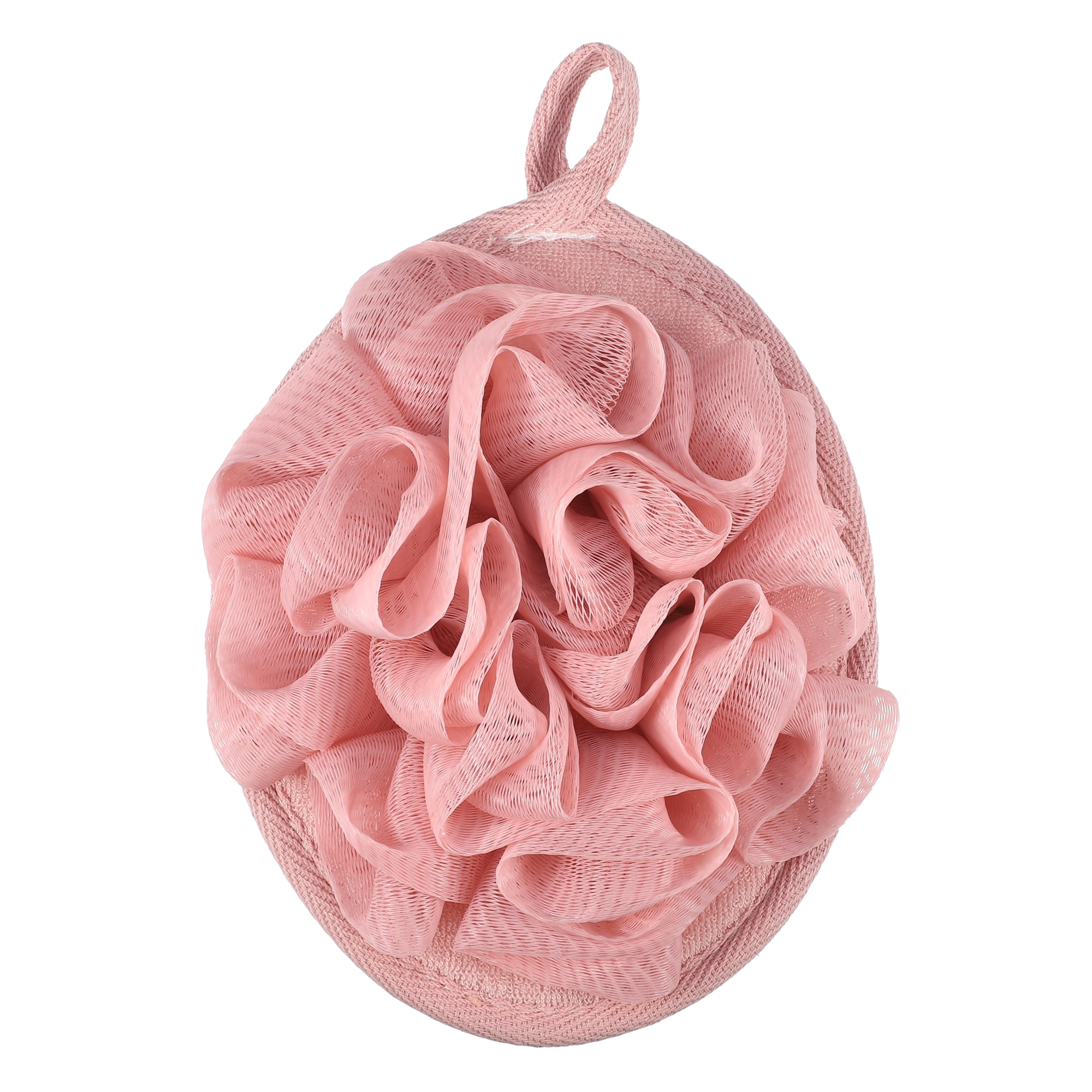 Unique Bargains Bath Shower Loofah Sponge Body Puffs for Bathroom Pink
