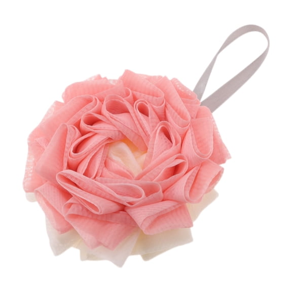 Unique Bargains Bath Shower Sponge for bathroom 4.72"x4.72" 1 Pc Pink,Beige