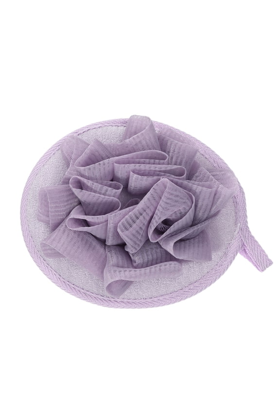 Bath Sponge Body Shower Sponge Gloves 6.69"x5.12" with Flower Bath Ball Purple