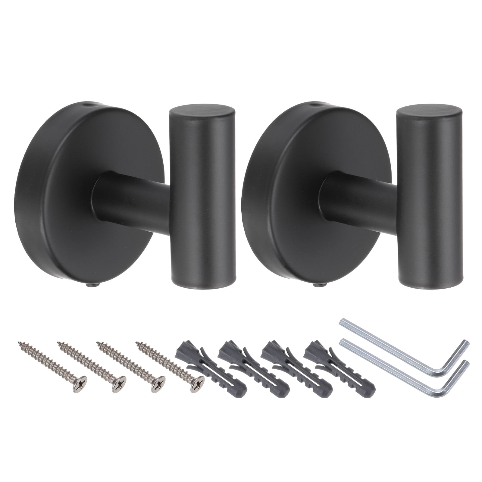 Unique Bargains Bath Towel Hook Stainless Steel Coat Hook Wall Mount Robe Black