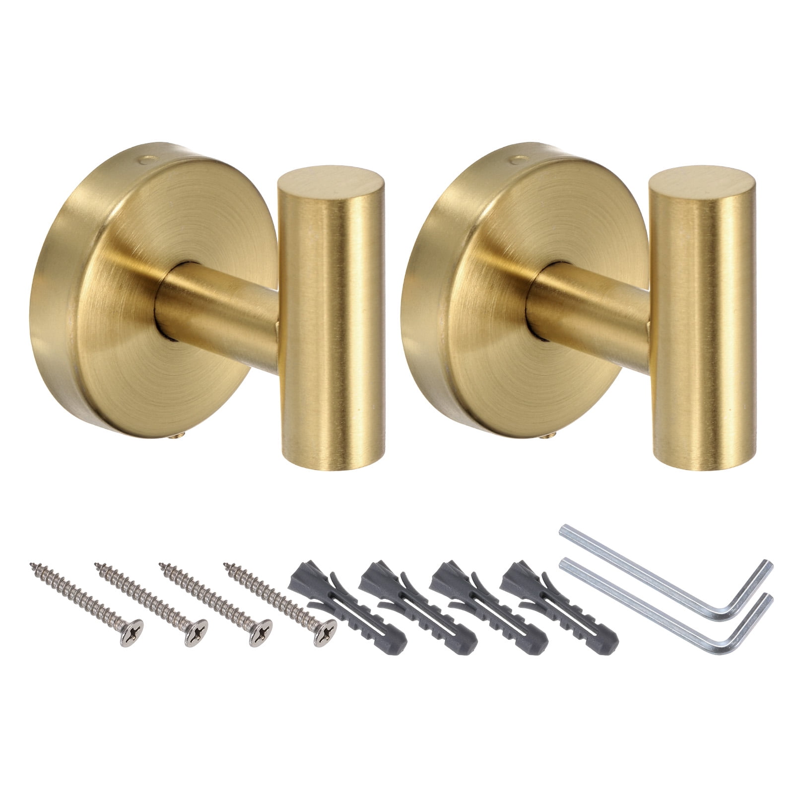 Unique Bargains Bath Towel Hook Stainless Steel Coat Hook Wall Mount Robe Gold