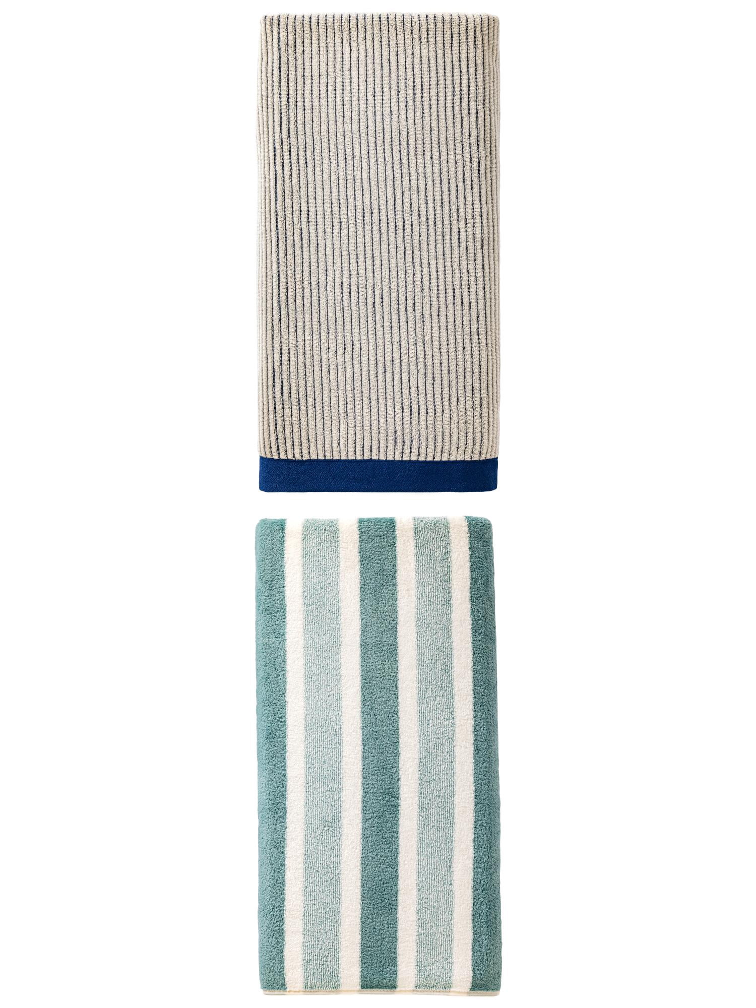 Unique Bargains Bath Towel, Quick Dry, Breathable 2 Pack Blue/Green 55" x 28"/71" x 35"
