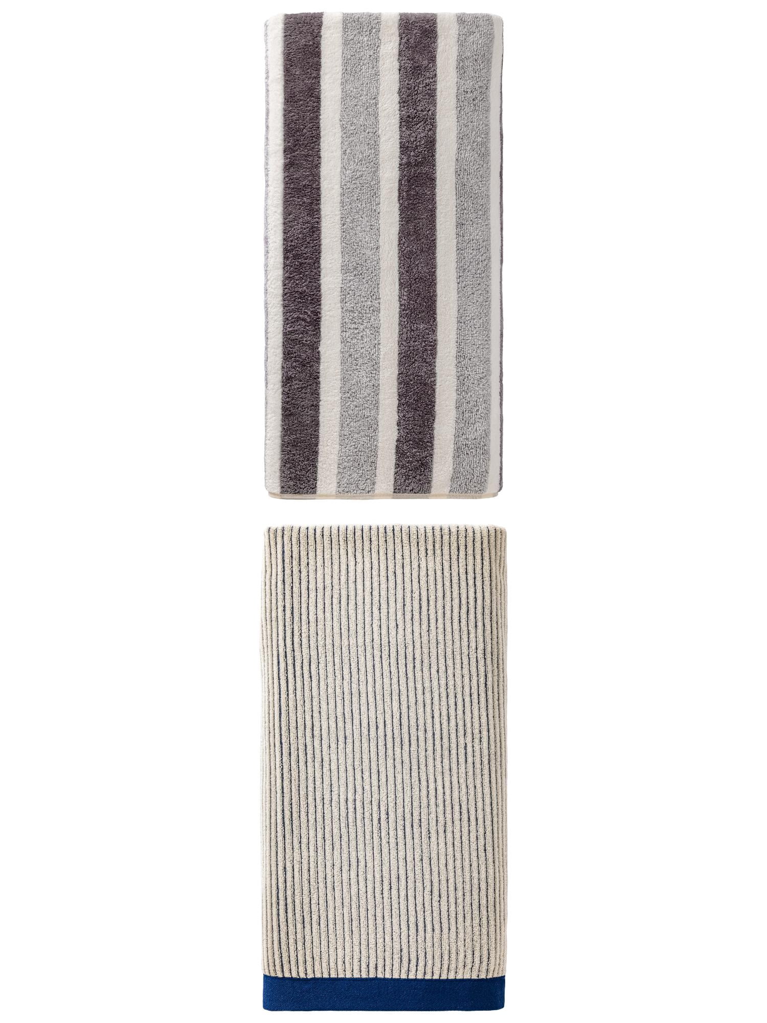 Unique Bargains Bath Towel, Quick Dry, Breathable 2 Pack Blue/Grey 55" x 28"/71" x 35"