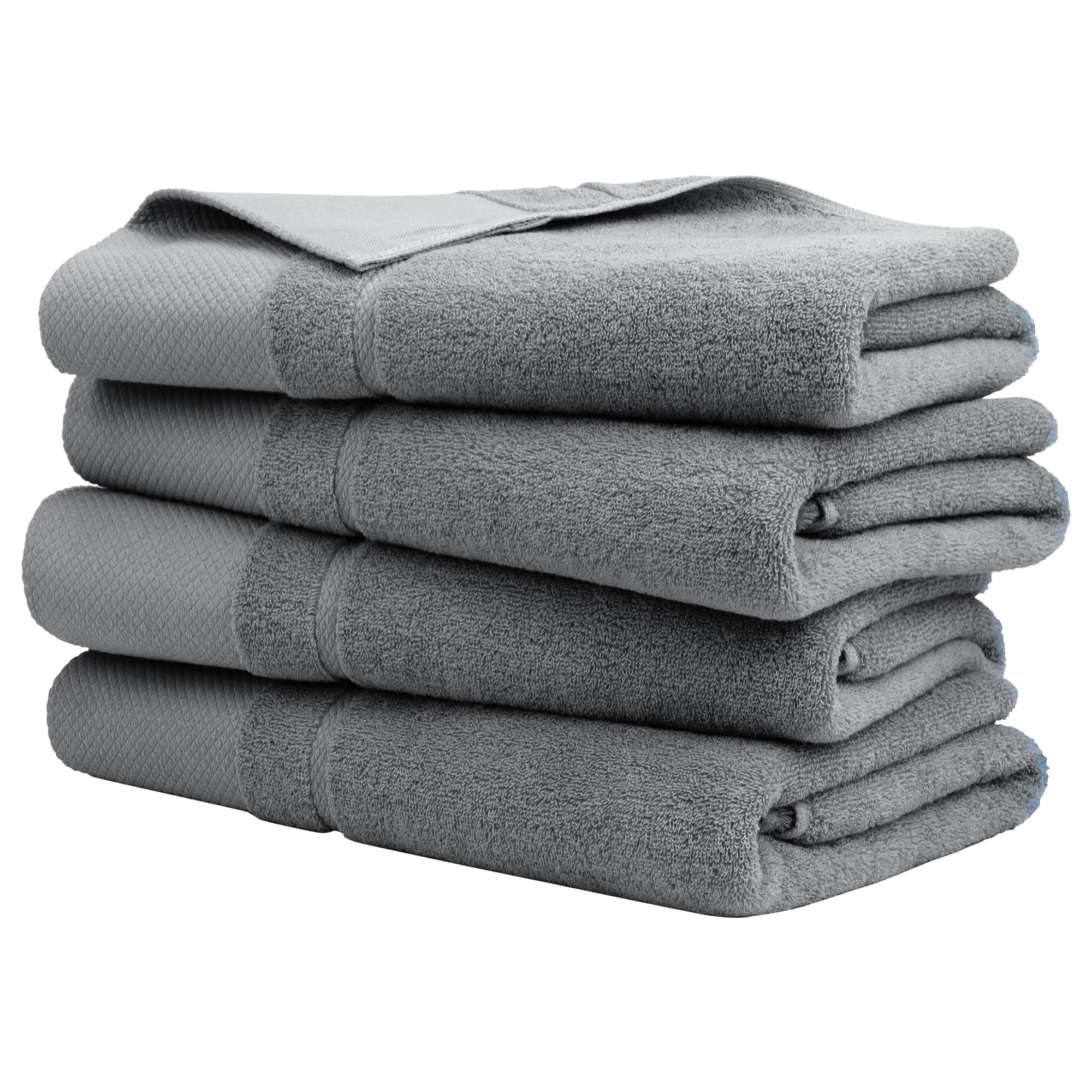 Unique Bargains Bath Towel Set 27" x 54" Soft 100% Combed Cotton 600 GSM Luxury Towels 4 Gray