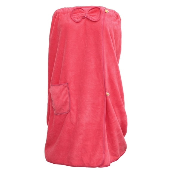 Unique Bargains Bath Wrap Towel for Women Adjustable Closure with Pocket Rose Red