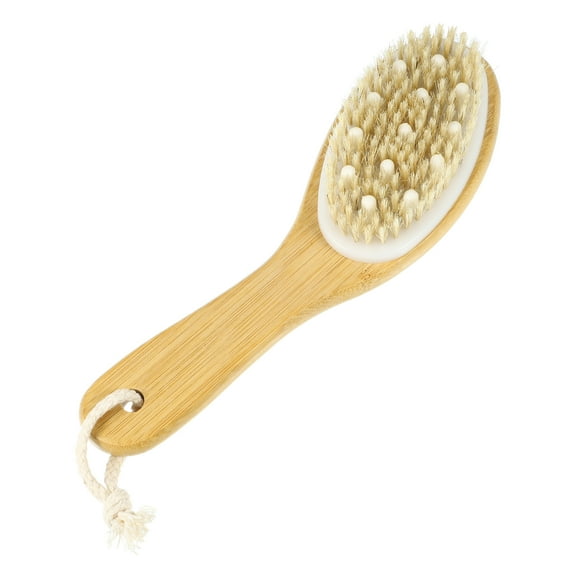 Unique Bargains Bathing Body Brush with Bristles with Long Handle for Exfoliating Beige