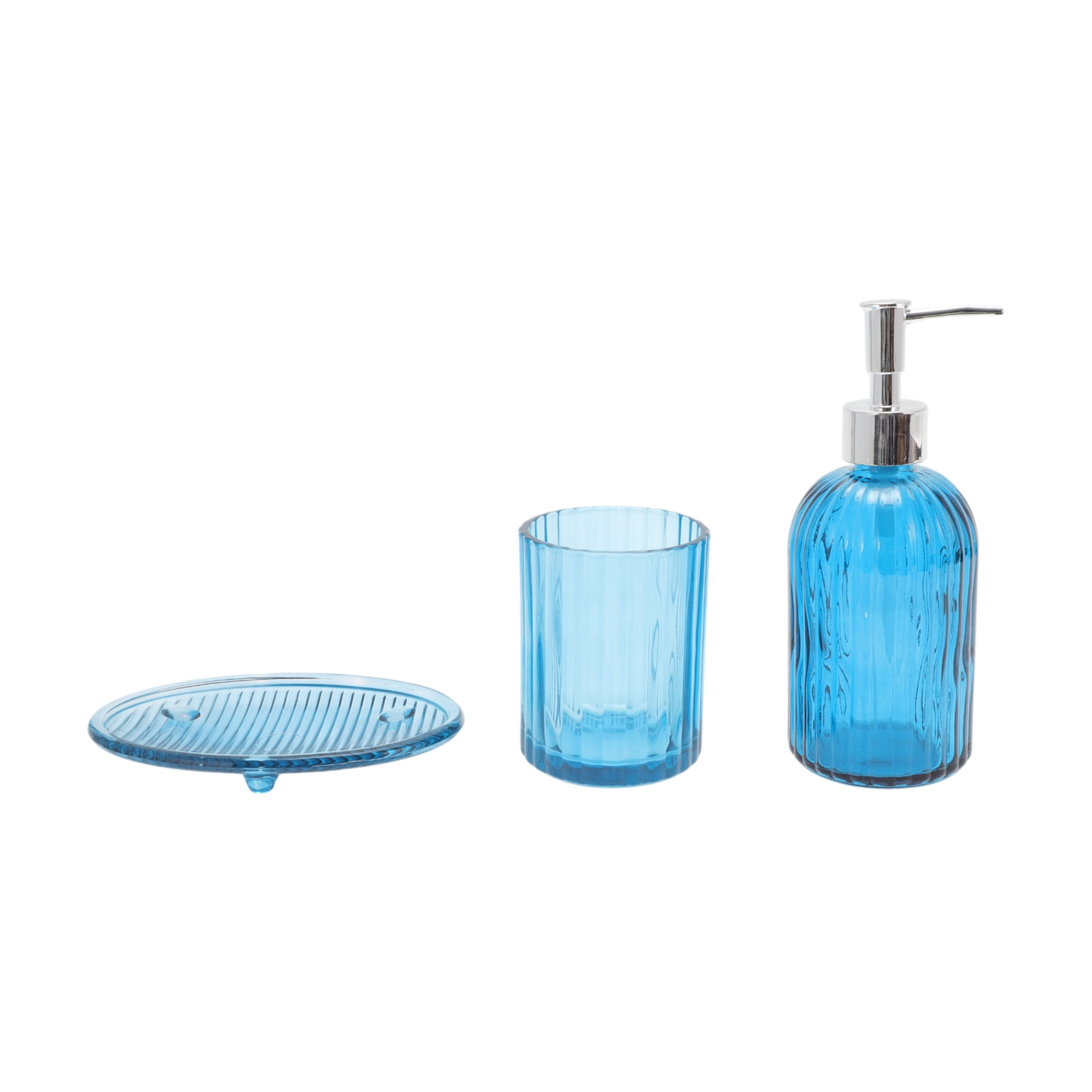 Unique Bargains Bathroom Accessories Kit 3Pcs Blue