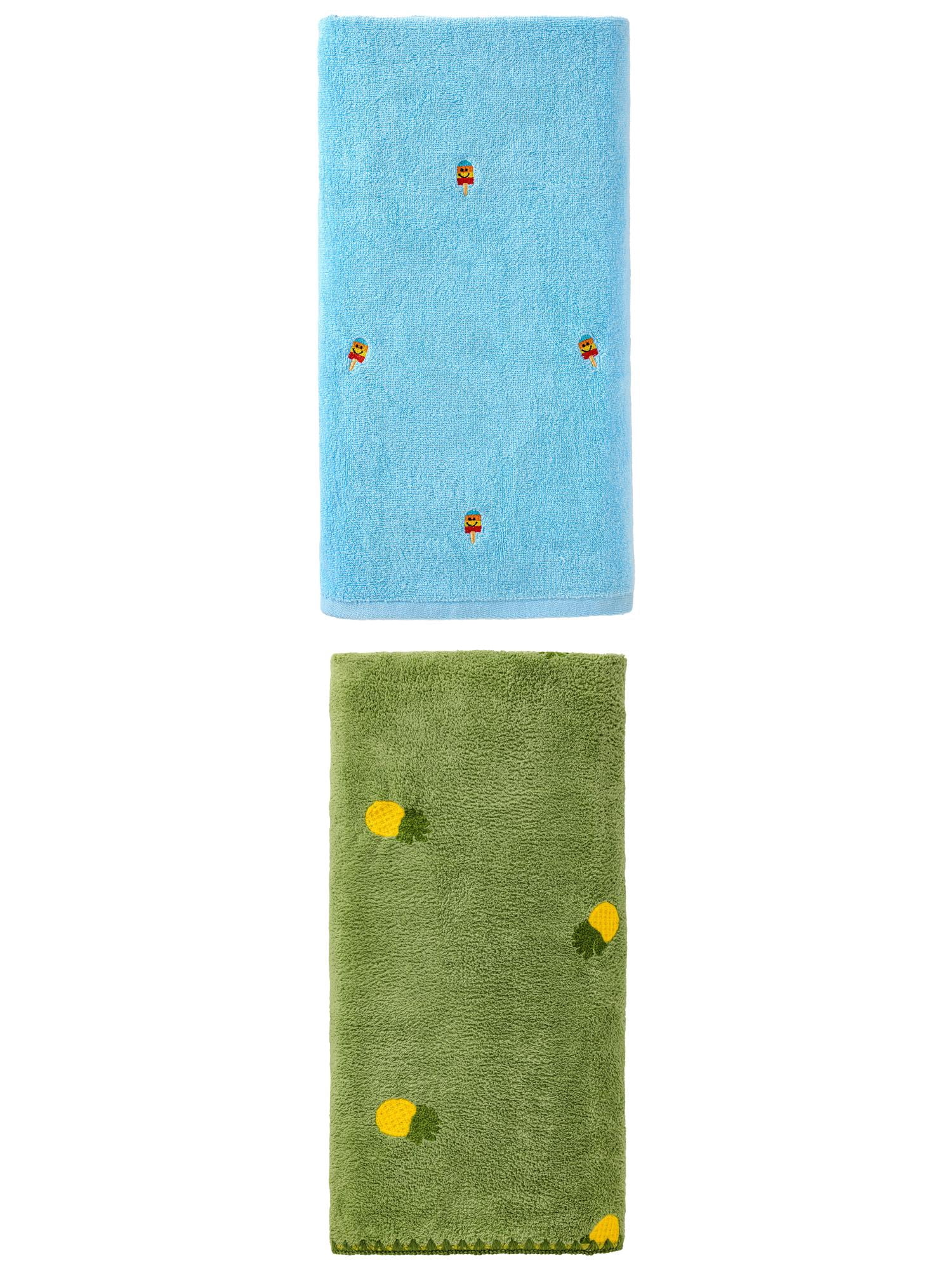 Unique Bargains Bathroom Cute Bath Towel 2 Pack Popsicle Blue/Green 55" x 28"