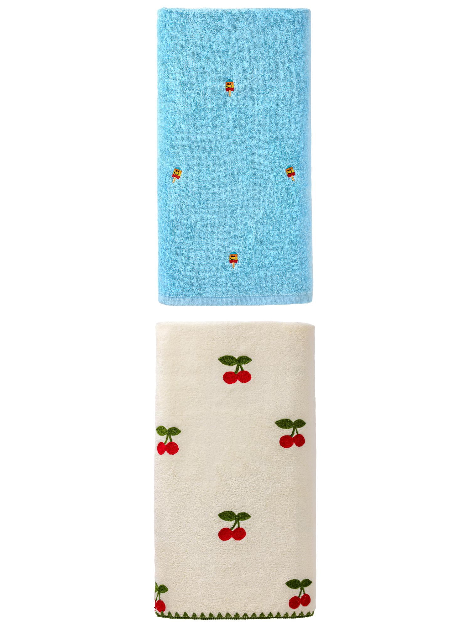 Unique Bargains Bathroom Cute Bath Towel 2 Pack Popsicle Blue/White 55" x 28"