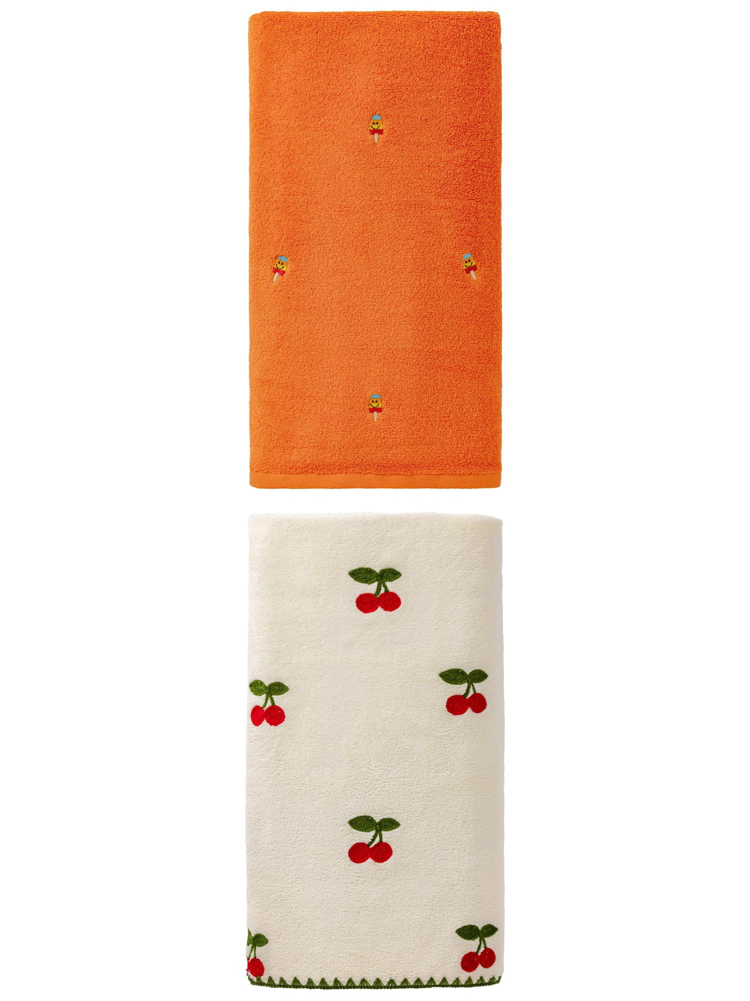 Unique Bargains Bathroom Cute Bath Towel 2 Pack Popsicle Orange/White 55" x 28"