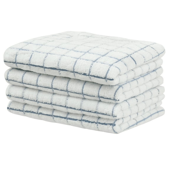 Unique Bargains Bathroom Hand Towels Soft Absorbent Kitchen Towel Sets 14" x 28" Blue 4pk